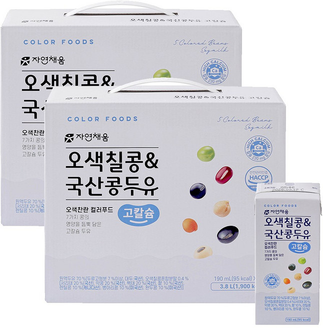 자연채움 오색칠콩 국산콩두유 고칼슘 190ml, 40개