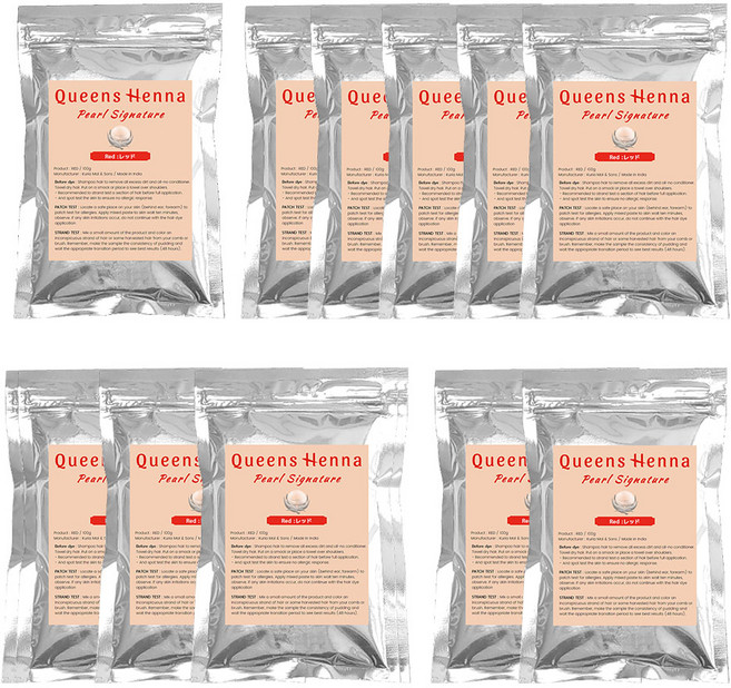 퀸즈 펄 시그니처 천연헤나염색약 Queens Pearl Signature Henna, 10개, 레드10