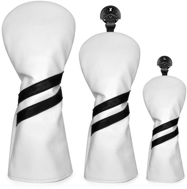 온빛 골프 드라이버 헤드 커버 고급가죽, 화이트, 1개