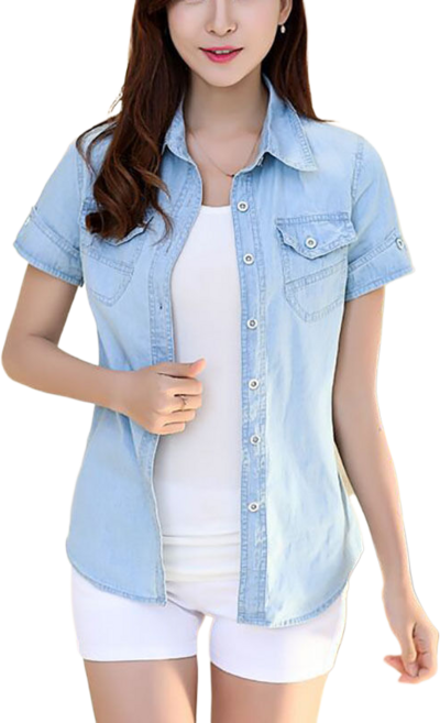 여름 여성 반팔 데님남방 빅사이즈 JCF14 586591925374_FUUA