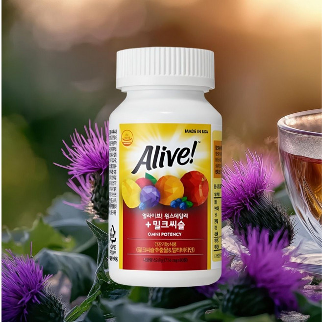 얼라이브 멀티비타민 간건강과 활력 케어를 한 번에 원스데일리 + 밀크씨슬, 60정, 1개