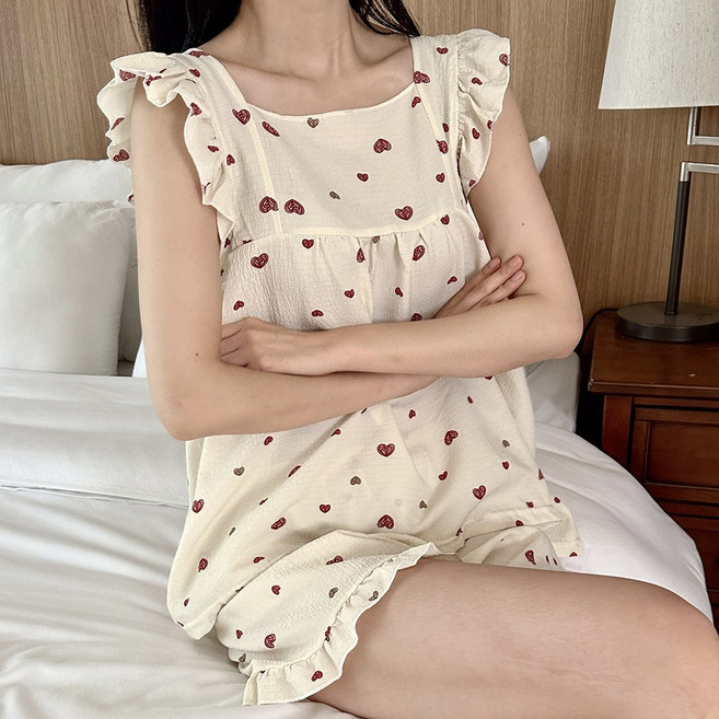 데코룩스 지지미 잠옷 여자 파자마 여름 홈웨어 바지 나시 요루면