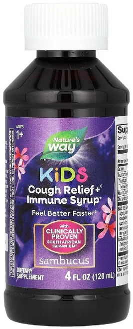 네이처스웨이 어린이 이뮨 시럽 삼부커스 블랙엘더베리 비타민C 함유 1세이상용 120ml - 쿠팡