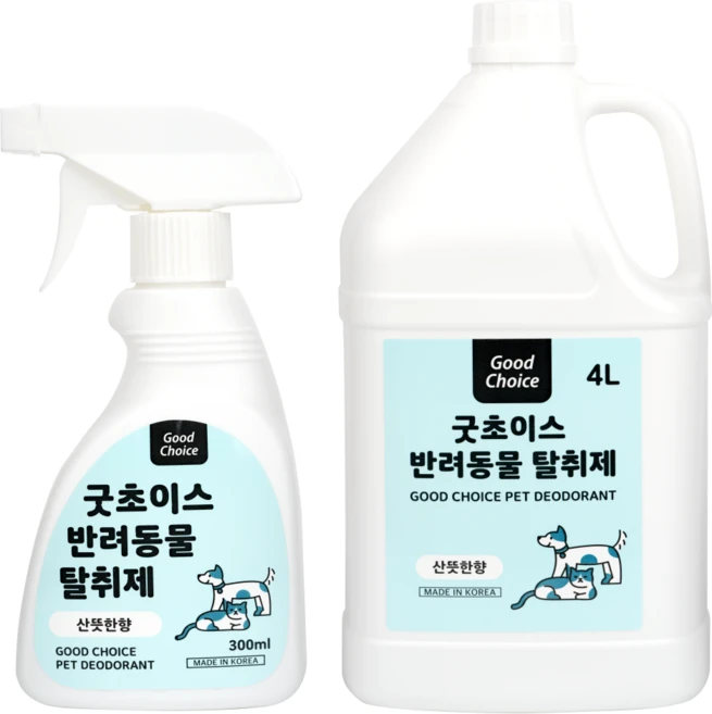 굿초이스 반려동물 탈취제 대용량 산뜻한향, 1세트, 4L - 쿠팡