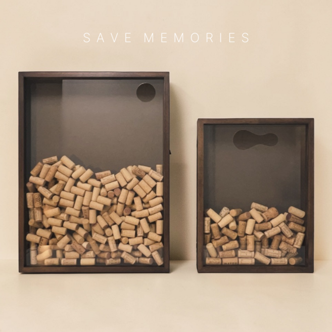 세이브메모리즈 원목 코르크 액자 기록액자, 1개, 브라운