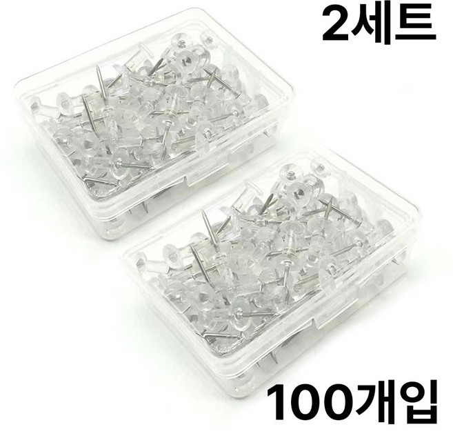 팡스몰 투명 압정 압정핀 푸시핀 50P, 2세트, 2개, 50개입