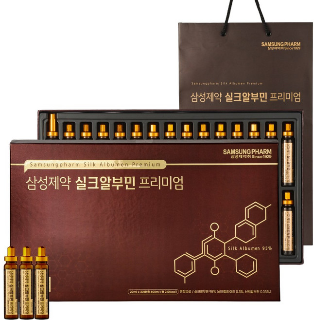 삼성제약 실크알부민 95% 프리미엄 쇼핑백증정 마시는 알부민 영양제 비타민, 30개, 20ml
