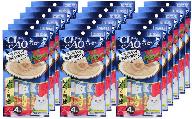 챠오츄르 고양이 짜먹는 간식, 혼합맛(참치/조개관자), 56g, 18개