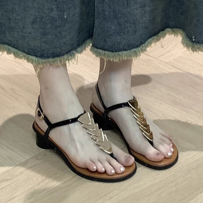 COSYEVNO 여성 샌들 미들힐 스트랩 오픈토 데일리 슈즈 LFHlx-2