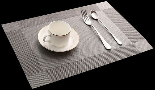 (1+1 행사 중) 2P 호텔 방수 식탁 플레이팅 격자 테이블 식탁매트 방수매트 1인용 개인패드, 실버 1+1, 1세트, (45cm x 30cm)