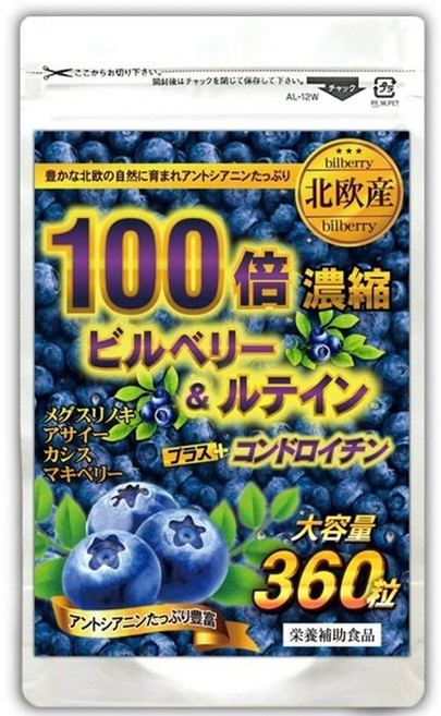 눈 건강 보충제 루테인 북유럽산 고농축 빌베리 엑기스 PLUS 콘드로이친 360정 2개