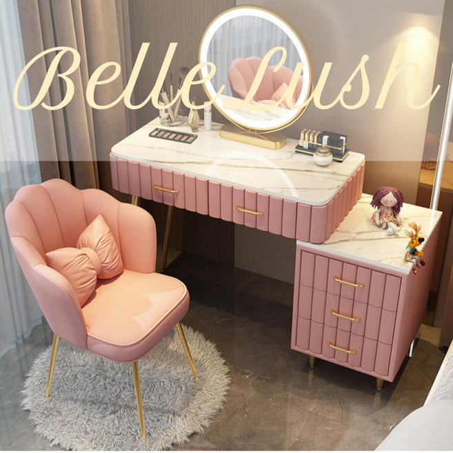 BelleLush 화장대 북유럽 공주 예쁜 LED 콘솔 수납장 수납형 어린이화장대 키즈화장대, 5. 80cm: 분홍 화장대 (본체만)