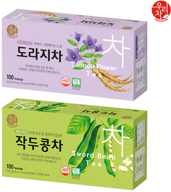 송원 작두콩차 100T +도라지차 100T (200T), 2개