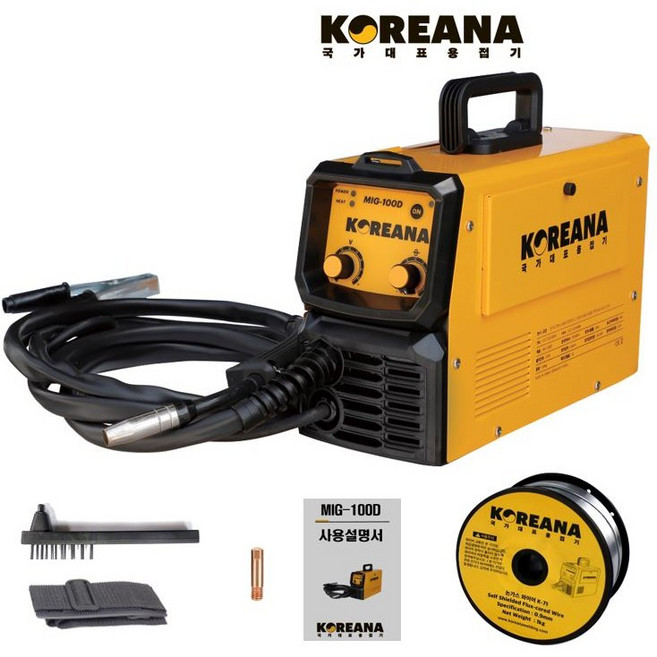 코리아나용접기 공구왕황부장 논가스 인버터 아크용접기 철 스텐 호환, 1개, MIG-100D