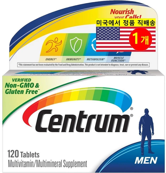 Centrum 센트럼 남성용 면역 에너지 근육 건강 관리 멀티비타민 미네랄 보충제 120정 1개 - 쿠팡
