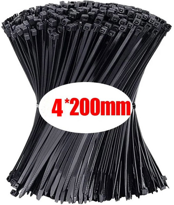 플라스틱 나일론 케이블 자동 와이어 500 10 지퍼 가능한 루프 스트랩 조정 고정 코드, 100pcs, 4x200mm