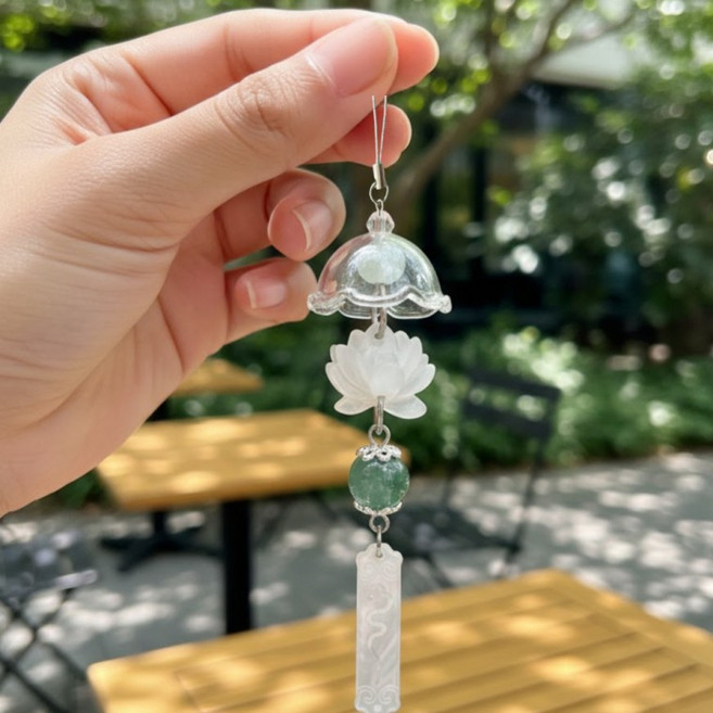 입체 연꽃 장식 버즈 키링 차키 고리 참 키체인