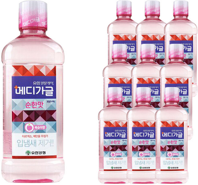유한 메디가글 순한맛 피치, 250ml, 10개
