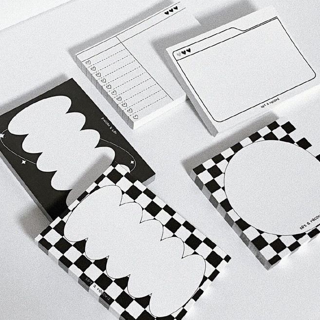 셋어레코드 무채색 떡메모지, 4.스페이스 블랙 체커보드 메모지