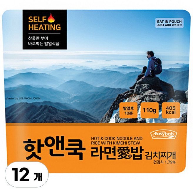 이지밥 핫앤쿡 라면애밥 김치찌개, 110g, 12개