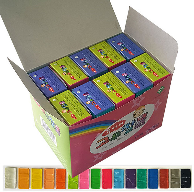 [ABC문구]무지개 고무찰흙 16색 20개입 1박스 칼라점토