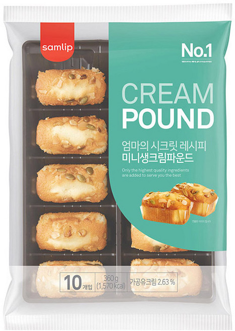 삼립식품 생크림파운드 미니 10입 1봉, 360g, 1개