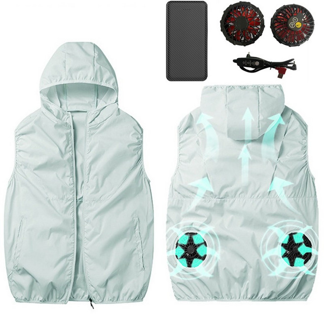 에어컨 조끼 +보조배터리10000mAh 선풍기조끼 여름 쿨링 아이스 조끼 USB 선풍기 옷 여름 현장 아이스 에어컨옷 작업복 냉풍조끼 여름 러닝 등산 아이스 조끼