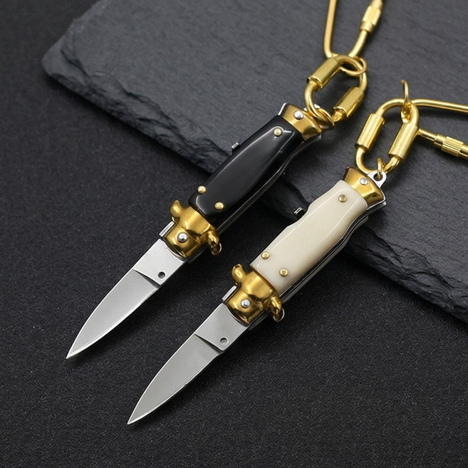 미니 스틸레토 K545 오토폴딩 EDC 나이프 접이식 칼 휴대용 맥가이버칼, 1개, 화이트