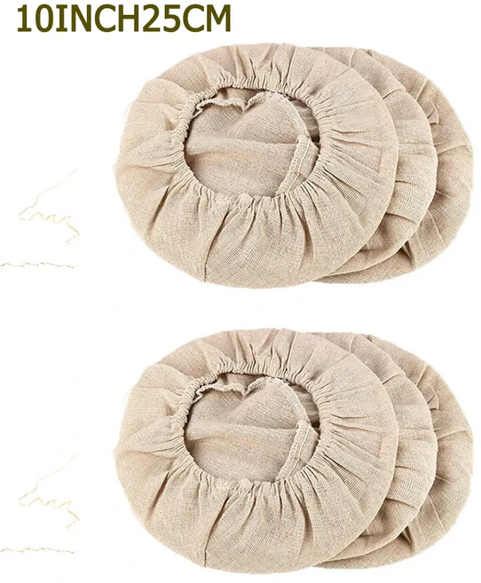 주방 도구-타원형 및 원형 빵 발효 바구니 천 안감 반죽 바구니 커버 케이크용 발효 천 9/10 인치 6 개, [03] 10inch, 01 CHINA