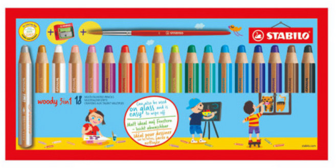 스타빌로 우디색연필 3in1 18색 샤프너포함, 상세 설명 참조