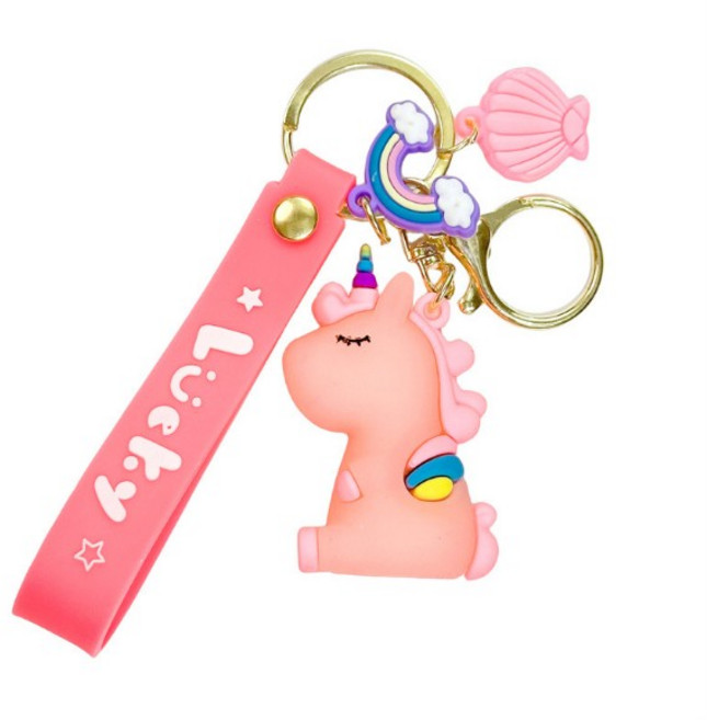 귀여운 유니콘 키링, 1개, 럭키 스트랩 핑크