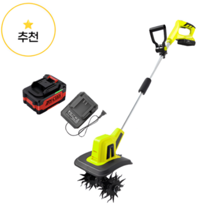 FALIGT 무선 전동 경작기 4날 텃밭 관리 잡초 제거 소형 미니 관리기 배터리, 1개