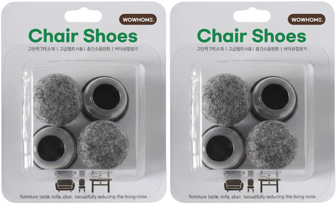와우홈 찰떡 의자발커버 의자양말 체어슈즈 소음방지 원형 8P, 그레이