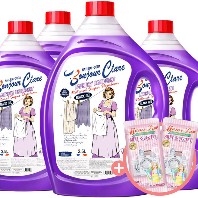 봉쥬르끌레어 블랙젤 액체세제 라벤더향 실내건조 중성세제, 4개, 2.5L