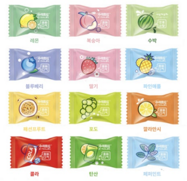 샤오커오라 미니 캔디 노슈가 비타민 베트남 민트 사탕 12가지맛 과일 믹스 종합 500g, 1개