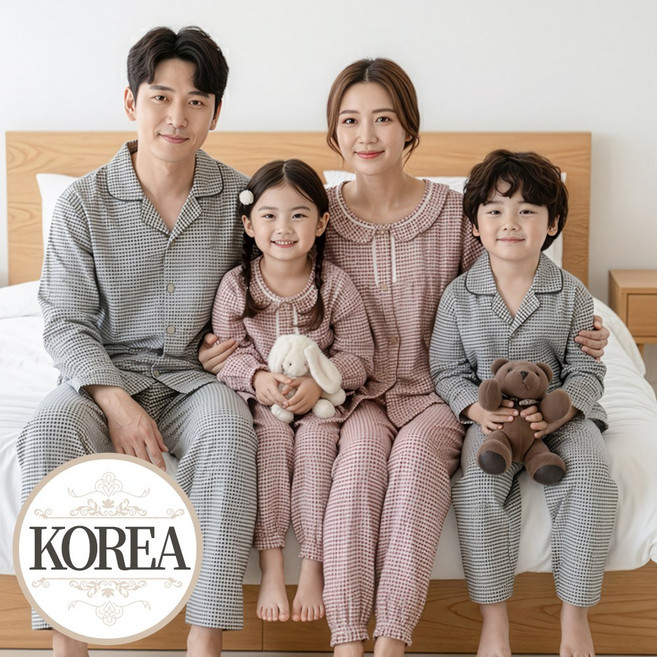 순면 패밀리 잠옷 M와플(M2159_6159)