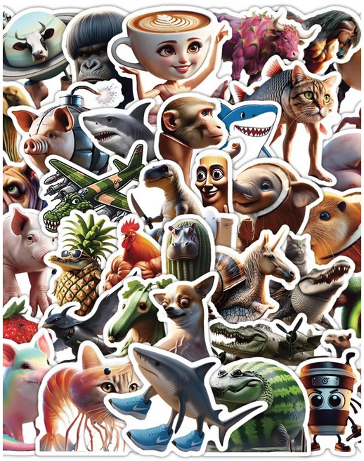 FATTYS 이탈리안 브레인롯 Italian brainrot 캐릭터 스티커 3종, 2세트, 옵션2