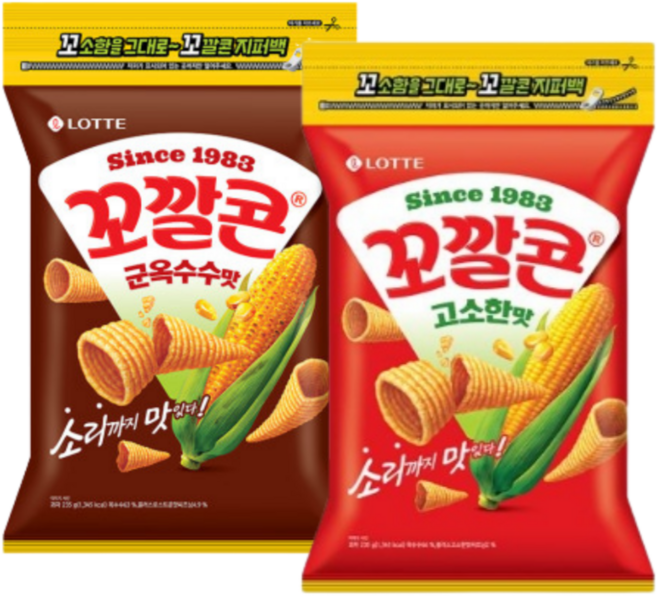 롯데 꼬깔콘 군옥수수맛 235g 1 고소한맛 235g 1 지퍼백 (총2) 대용량, 1세트, 470g