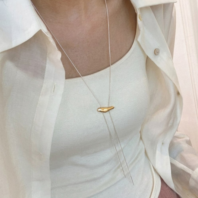 여성 슬림 미니 바 펜던트 롱 드롭 체인 목걸이 A2599