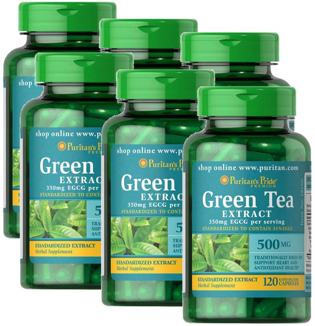 퓨리탄스프라이드 그린티 녹차 추출물 500mg 캡슐 Puritans Pride Green Tea Extract, 6개, 120정