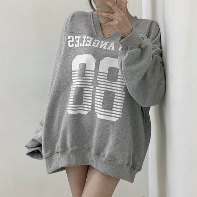 마이쏭 여성 봄신상 빅사이즈 루즈핏 로쓰88브이넥오버핏맨투맨