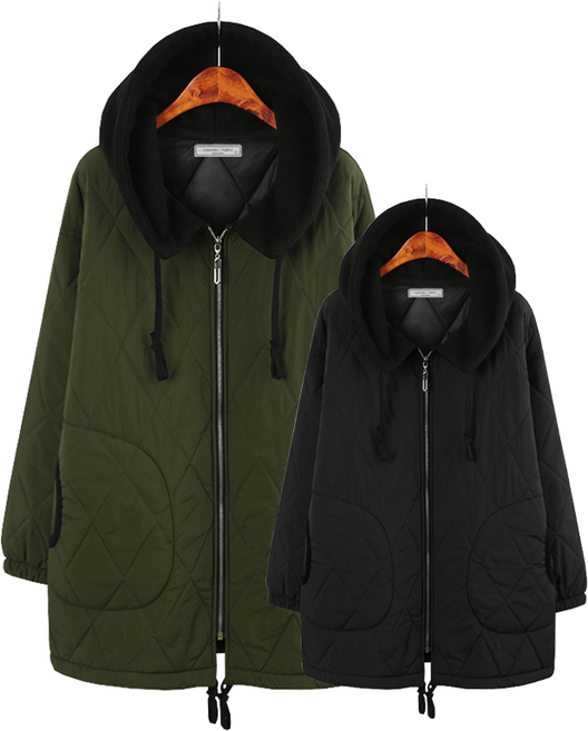 허밍퍼플 여성용 2754-메일린 누빔 후드 JP 빅사이즈 겨울 경량 패딩 편안한 아우터 미시 마담 중년 여자 엄마 옷 여성의류