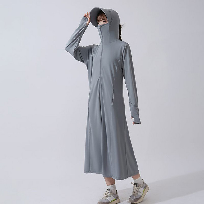 ORZQU 여성 래쉬가드 여름 루즈핏 자외선 차단 얇은 롱코트 후드집업 바람막이