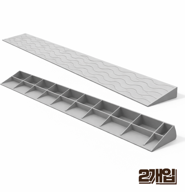 홈앤힐링 고경도 문턱 경사대 로봇청소기 휠체어 문턱방지턱 1~7cm, 코지 연그레이, 2개