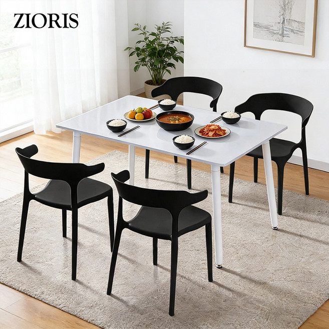 지오리스 감성가득 인테리어 카페st 등받이 식탁 의자 4p 세트, 블랙, 4개