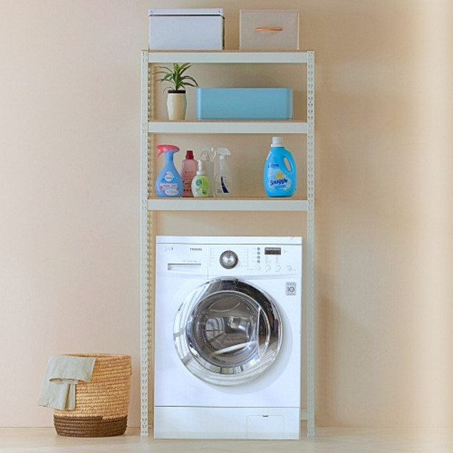 피피랙 세탁기 건조기 김치냉장고 선반 정리대, 화이트, 가로600 x 깊이600, 높이1800 [3단 (2칸)], 1개