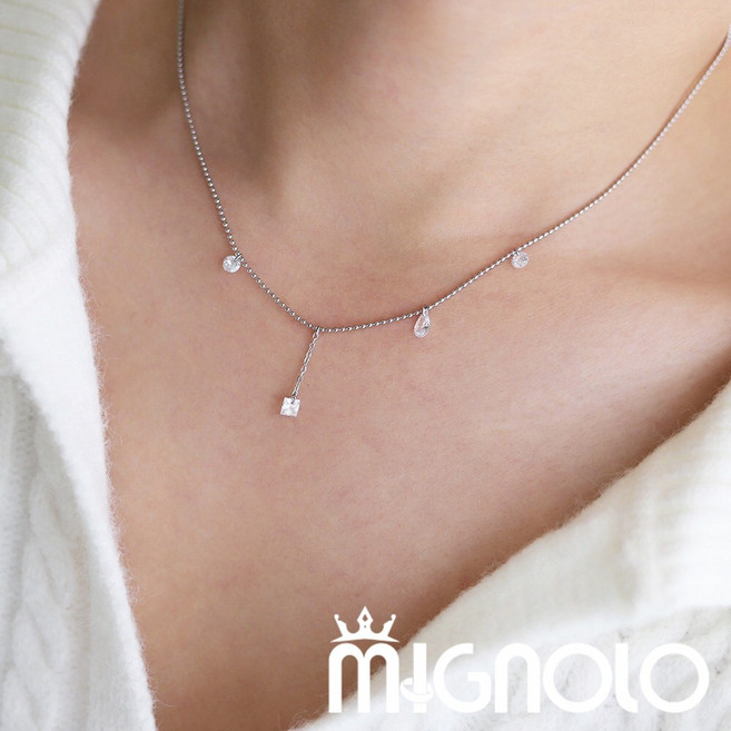 MIGNOLO 鈦鋼水鑽簡約女生項鍊 正韓