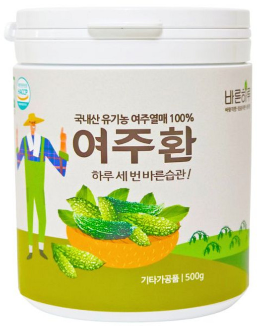 단비농원 국내산 직접재배 바른하루 유기농 여주환 500g 여주열매100% - 유기농여주환500g, 스틱5포, 1개