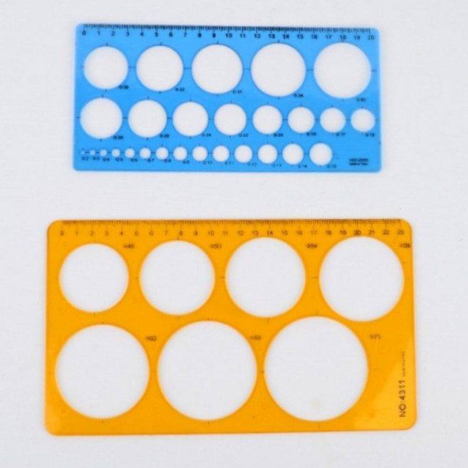 투명 플라스틱 원형 도형자 동그라미 크기별 모양자 제도용 학생용 원그리기 수학 교재 교구, 소