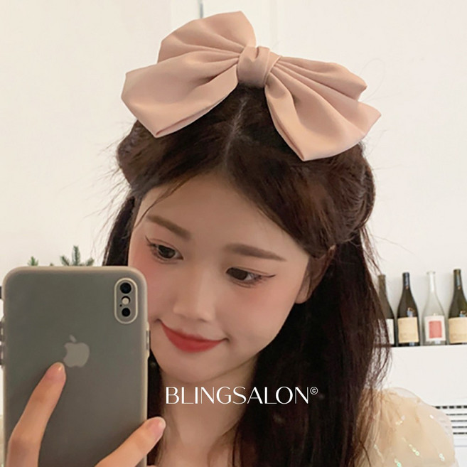 블링살롱 국내제작 프린세스 고급 새틴 2단 빅 와이드 왕리본핀 3컬러 빅리본 헤어핀 대왕 리본핀